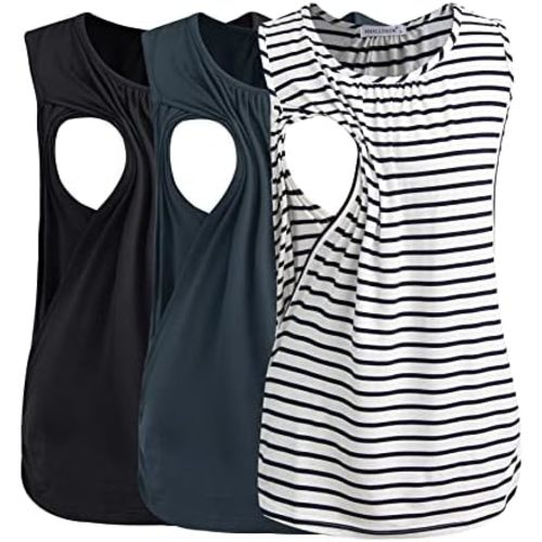 Smallshow Women's Maternity Nursing Tank Tops Breastfeeding Clothes 3-Pack