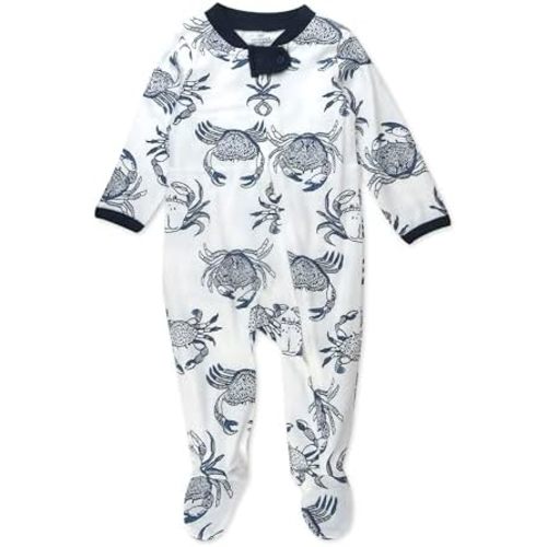 HonestBaby Sleep & Play Footed One-Piece Pajama Sleeper 100% Organic Cotton, Baby Boys