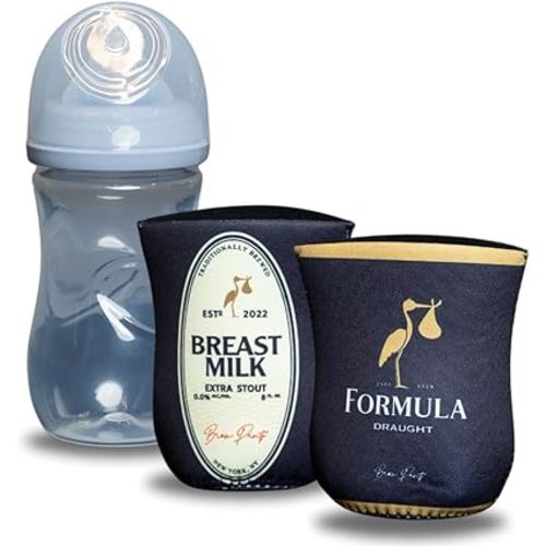 Irish Beer Themed Coozies for Baby Bottles - Funny Gift for New Parents & Baby Showers - (2 Premium Designed Neoprene Coozies + BPA/Lead/Phthalate Free Bottle Included)