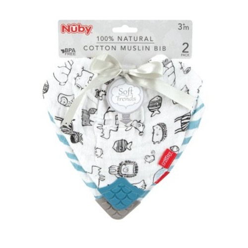 Nuby 2pk Teether Muslin Bandana Bib