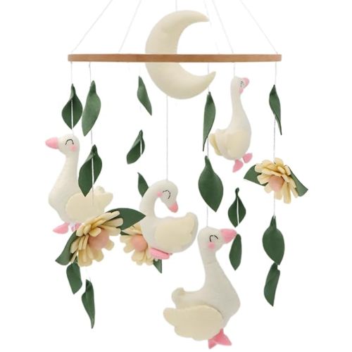 Goose Mobile for Crib Handmade Felt Nursery Decor Crib Mobile Goose for Bassinet Baby Shower Newborn Baby Gift (Goose)