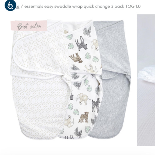 aden + anais essentials easy swaddle wrap quick change 3 pack