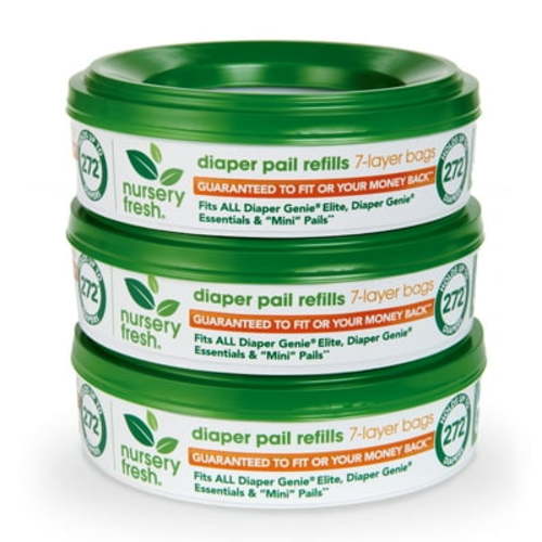 Nursery Fresh Diaper Pail Refills, 3 Count, Disposable, Holds 816 Diapers