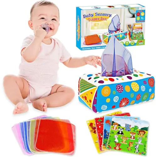 Aiduy Baby Toys 6 to 12 Months - Baby Tissue Box Toys Montessori Toys for Babies 6-12 Months Soft Crinkle Infant Sensory Toys for 1 Year Old Early Learning Toys Baby Boys Girls Gifts