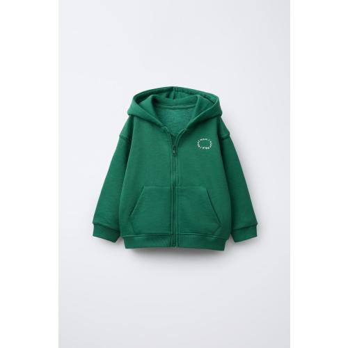 BASIC TEXT ZIP-UP SWEATSHIRT - Green | ZARA United States