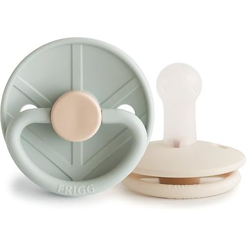 FRIGG Little Viking SilkySoft Silicone Baby Pacifier 2-Pack | Made in Denmark | BPA-Free (Sage/Cream, 6-18 Months)