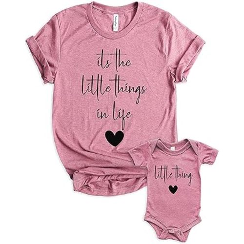 Teeny Fox Little Things in Life Mother Daughter Matching Outfits Mom and Me Cute Family Shirts