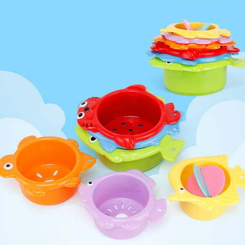 Stacking Cups Bath Toys Set For Toddlers, Bath Cups For Baby 1-3 Years Old, Safe Infant Nesting Cups With Rubber Duckie For Fun Bath Time, Birthday Stocking Stuffers