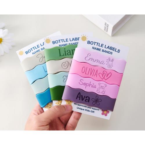 Buy 1 Get 1 Free Personalized Bottle Label, Silicone Name Band for Sippy Cup, Water Bottle ID Tag, Engraved Band Gift for Kids, Baby Gifts