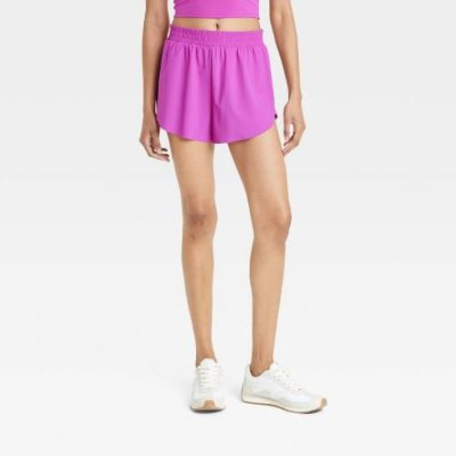 Women's Woven Mid-rise Dolphin Hem Run Shorts 3" - All In Motion™ Dark Violet S