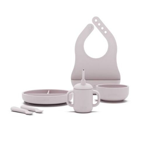 Lalo 6pc Silicone First Bites Full Kit Feeding Set - Oatmeal