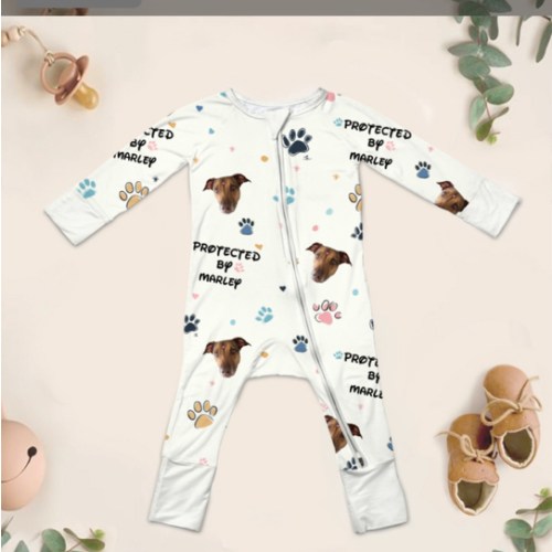 Custom Dogs Photo "Protected By" Convertible Zippered Romper – Zumbamboo
