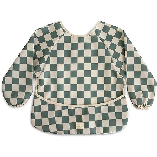 mushie Long Sleeve Baby Bib | Mess Free & Waterproof Fabric for Toddlers | Adjustable Fit for Ages 6-24 Months