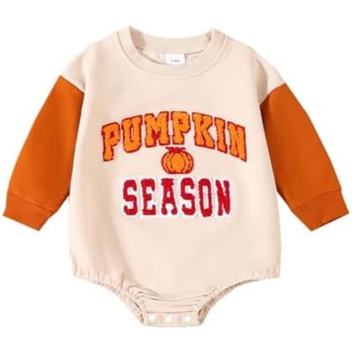Halloween Baby Girl Boy Clothes Pumpkin Print Sweatshirt Romper Infant Long Sleeve One Piece Romper Fall Outfits