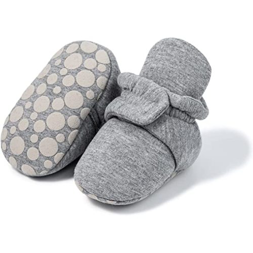 Sawimlgy Newborn Infant Baby Girl Boy Cotton Booties Stay On Sock Slippers Soft Bedroom Shoes Non-Skid Ankle Boots With Grippers Toddler Crib Warm Shoe First Walker Birthday Shower
