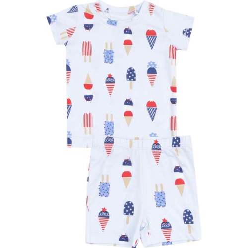Loungewear Short Set, American Ice Cream, Blue - Angel Dear | Maisonette