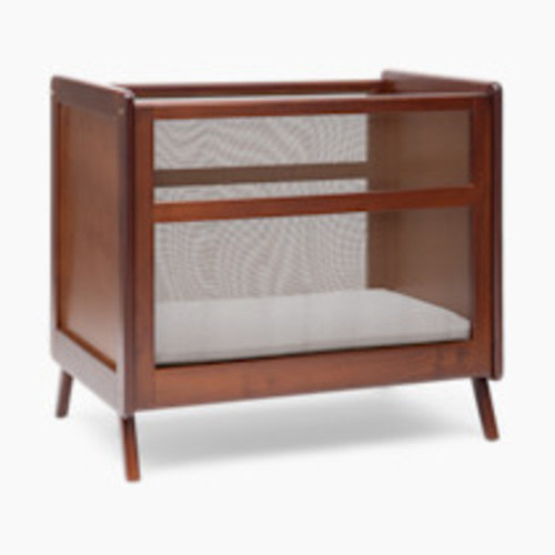 Halo 2-in-1 Breathable Mesh Convertible Mini Crib with Mattress - Walnut