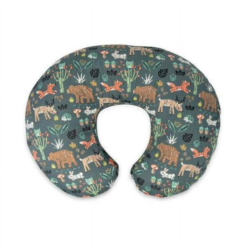 Boppy Original Infant Support Pillow with Removable Cover, Green Forest Animals for Newborns