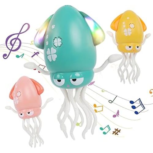 Dancing Octopus - Electric Crawling Musical Baby Toy with LED Lights & Music, Rechargeable Interactive Sensory Toy, Perfect Christmas Birthday Gift for Infants Kids, Tummy Time Fun(Blue)