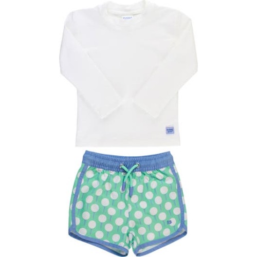 Tee Time Long Sleeve Two-Piece Rashguard Swimsuit, 6-12M