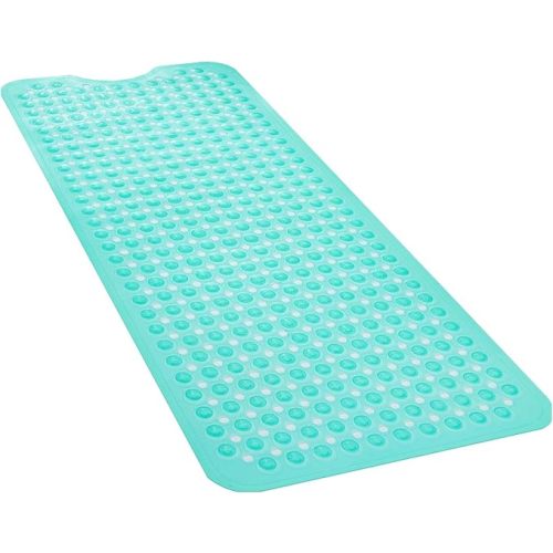 Bathtub and Shower Mats, 39.37 x 15.75 inch Extra Long Non Slip Bath Mat, Bath Tub Mat with Suction Cups & Drain Holes for Bathroom，Machine Washable Bathroom Mats (Green)