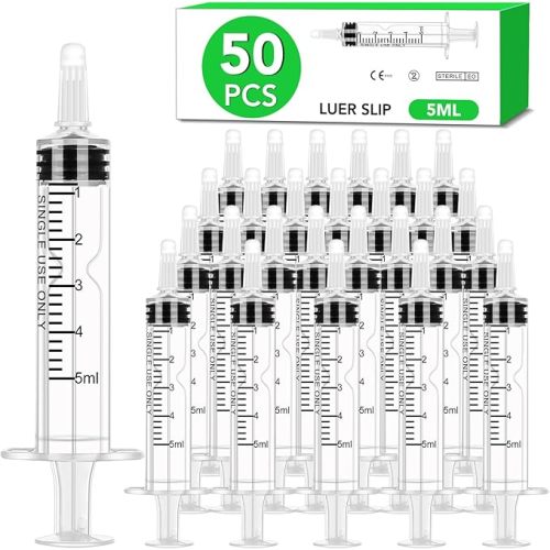 60 PCS 3ml Syringes with Cap for Liquid, Oral Syringe without Needle for Medicine Dropper, Colostrum Collect, Liquid Measuring, Individually Sealed, Luer Slip