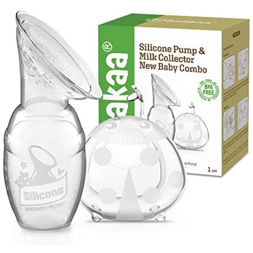 haakaa Silicone Breast Pump and Ladybug Breast Shells Combo for Breastfeeding Moms to Collect Breast Milk| Pumping and Nursing| Portable Breastmilk Catcher(pump-4oz/100ml,1pk; shell-2oz/75ml,1pk)