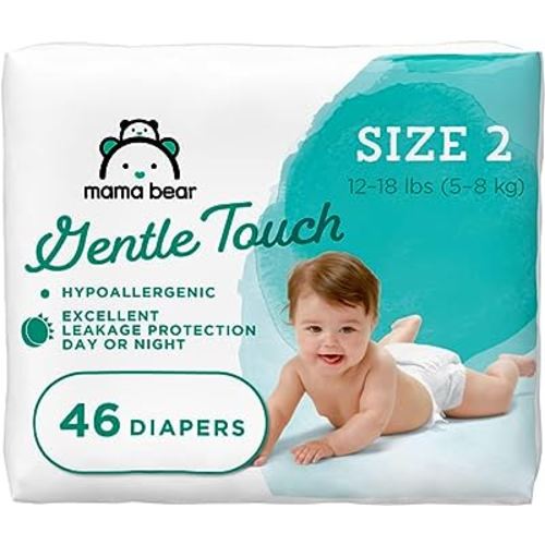Amazon Brand - Mama Bear Gentle Touch Diapers, Hypoallergenic, Size 2, White, 46 Count