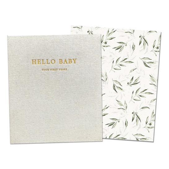 Baby Memory Book - First Year Keepsake - Milestone Book - Olive