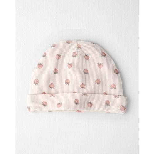 Baby Girl Organic Cotton Rib Cap in Strawberry - Little Planet | Carter's 3-9M