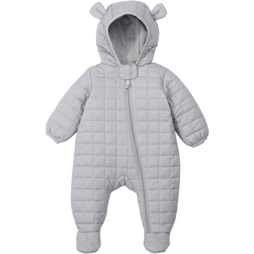 DDY Baby Boy Snowsuit 0-3 Months Down Jacket Hooded Romper Jumpsuit Infant Onesie Winter Outwear Grey