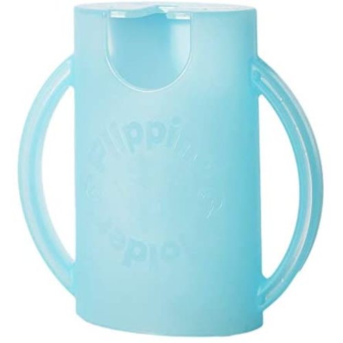 Squeeze Proof Flipping Holder for Food Pouches & Juice Boxes - Universal Multipurpose Design - Prevent Messes & Support Self-Feeding - Curved Handles for Easy Grasping - Food Safe - Blue (Blue)