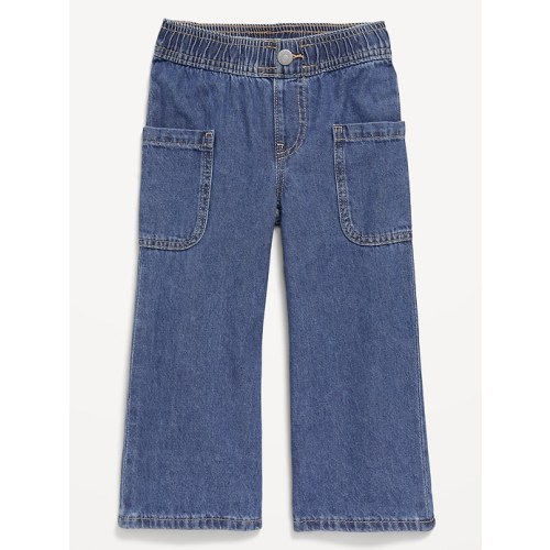 Pull-On Baggy Wide-Leg Cargo Jeans for Toddler Girls
