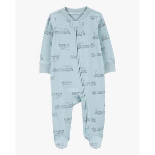 Baby Boy Train 2-Way Zip Sleep & Play Pajamas - Blue - Carter's | Carter's