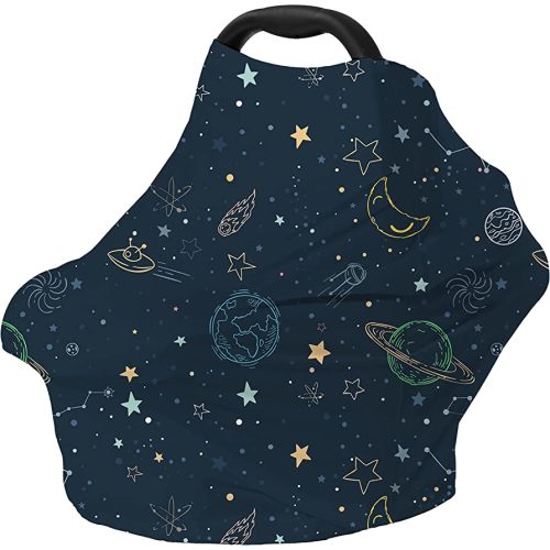 Car Seat Covers for Babies – Multi-use Breastfeeding Cover Carseat Canopy Cover, Infant Stroller Covers for Boys and Girls (Navy Blue Space)