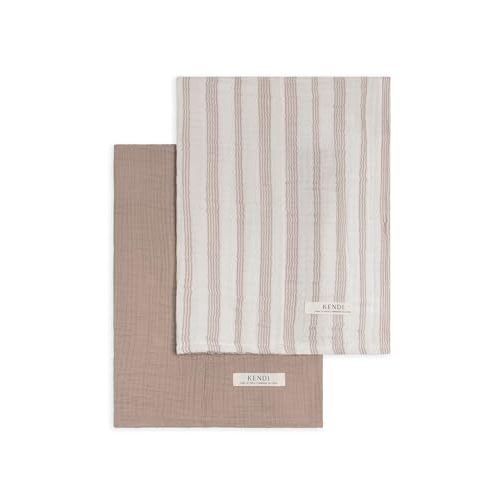 Colored Organics Baby 2 Pack Organic Cotton Burp Cloths Set - Enzo Stripe + Beige Muslin