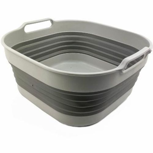 SAMMART Collapsible Tub 10L - Portable/Space Saving Plastic Tub, Grey