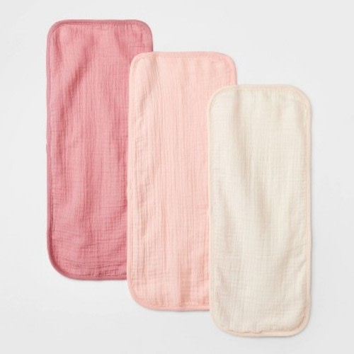 Baby 3pk Muslin Burp Cloth - Cloud Island™ Pink
