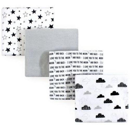 Hudson Baby Unisex Baby Cotton Flannel Receiving Blankets, Moon And Back, One Size