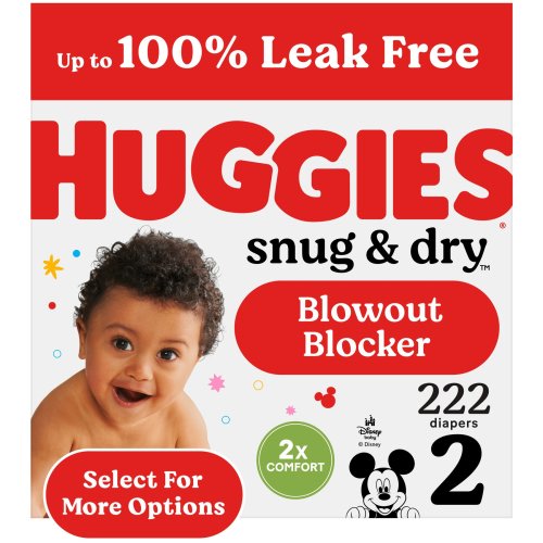 Huggies Snug & Dry Baby Diapers, Size 2 (12-18 lbs), 222 Ct (Select for More)