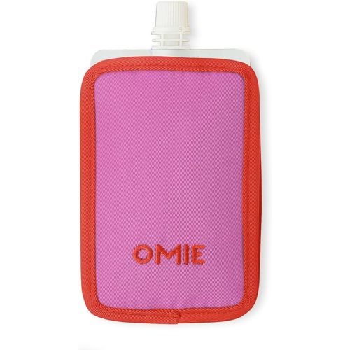 Omie OmieChill | Travel Food Pouch Cooler | Fits Standard 3.5-4 oz Food Pouches | 100% Nylon Sleeve with Freezable Pack (Pink)