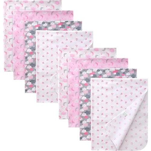 Gina Era Cotton Flannel Receiving Blankets Baby 8 Pcs, Baby Swaddle Blankets, Baby Flannel Blanket 30 X 30 Inch for Boy Girl (Style-15)