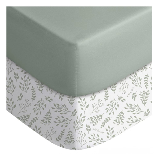 Yoofoss Baby Crib Sheets for Boys Girls, Fitted Crib Sheet 2 Pack for Standard Crib and Toddler Mattress, Super Soft Microfiber Baby Sheet 28x52x8in(Green+Leaf)