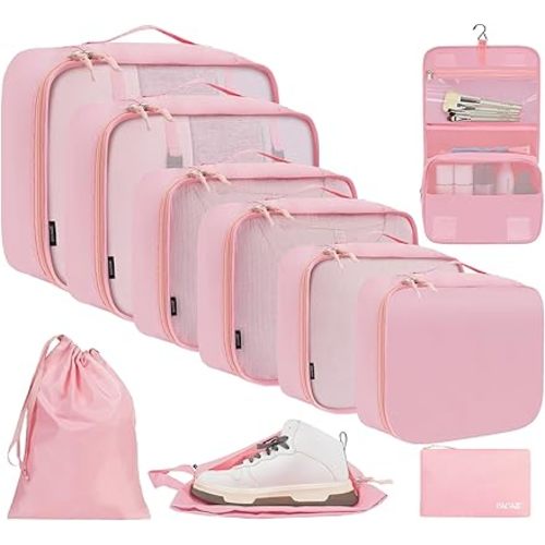 BAGAIL 6 Set/8 Set/10 Set Packing Cubes Various Sizes Packing Organizer for Travel Accessories Luggage Carry On Suitcase