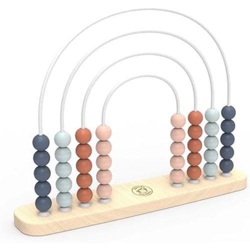 SPEEDY MONKEY Wooden Roller Abacus Toy, Colorful Beads, Develops Hand-Eye Coordination, Color Recognition & Creativity, Smooth Sliding on Stainless Steel Rods, Non-Toxic Paint, Ideal for Kids