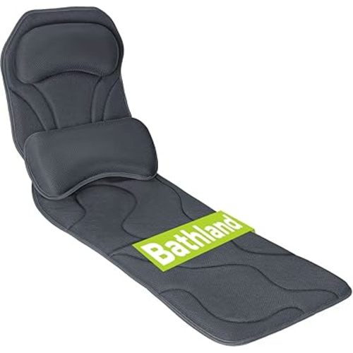 Full Body Bath Pillow for Tub - Extra Long & Thick Tub Pillow with Head, Back & Lumbar Support, 168 Non-Slip Suction Cups, Soft 5D Mesh Spa Cushion, Fits All Tubs-Gift for Soaking(Gray)