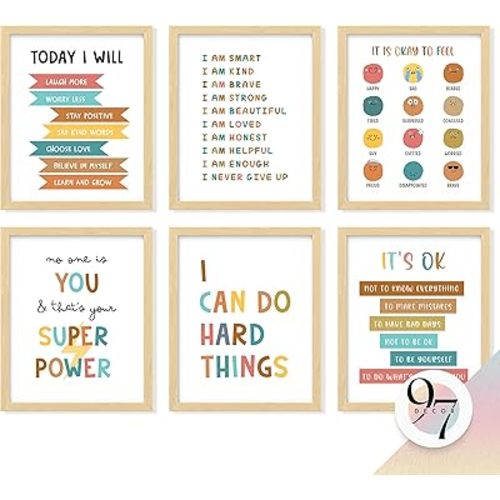 97 DECOR Kids Affirmation Wall Decor - Positive Affirmations for Kids Decor, Affirmation Art Prints Nursery Pictures, Colorful Inspirational Quotes Posters for Classroom Playroom Decor (8x10 UNFRAMED)