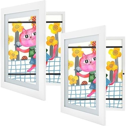 Golden State Art, 10x12.5 Kids Art Frames, Front-Opening Picture Frame Great for Kids Drawings, Artworks, Children Art Projects, Schoolwork, Home or Office (White, Set of 2)