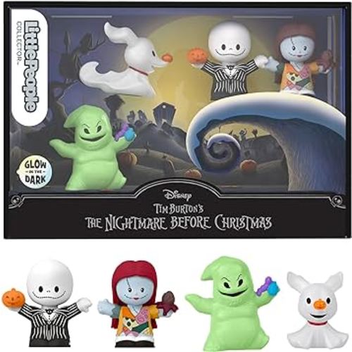 Little People Collector Disney Tim Burton’s The Nightmare Before Christmas Special Edition Set for Adults & Fans, 4 Figures in Display Box