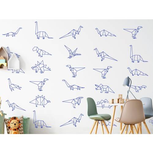 Dinosaur Wall Decal,Geometric Dinosaurs Sticker , 32 pcs Set Dinosaurs, Nursery Kid&#39;s Dinosaur Wall Stickers , Boy&#39;s Room Wall Decor